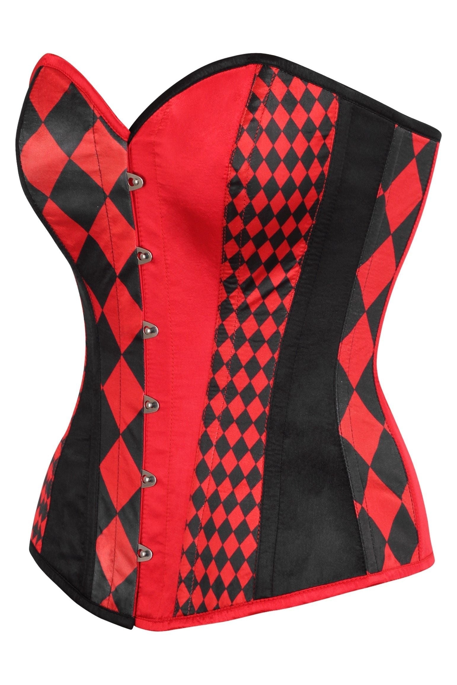 Top Drawer Black/Red Print Steel Boned Corset.