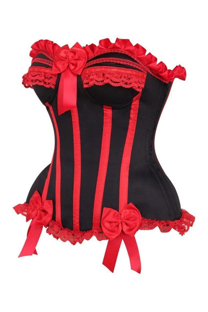 Top Drawer Black/Red Steel Boned Burlesque Corset