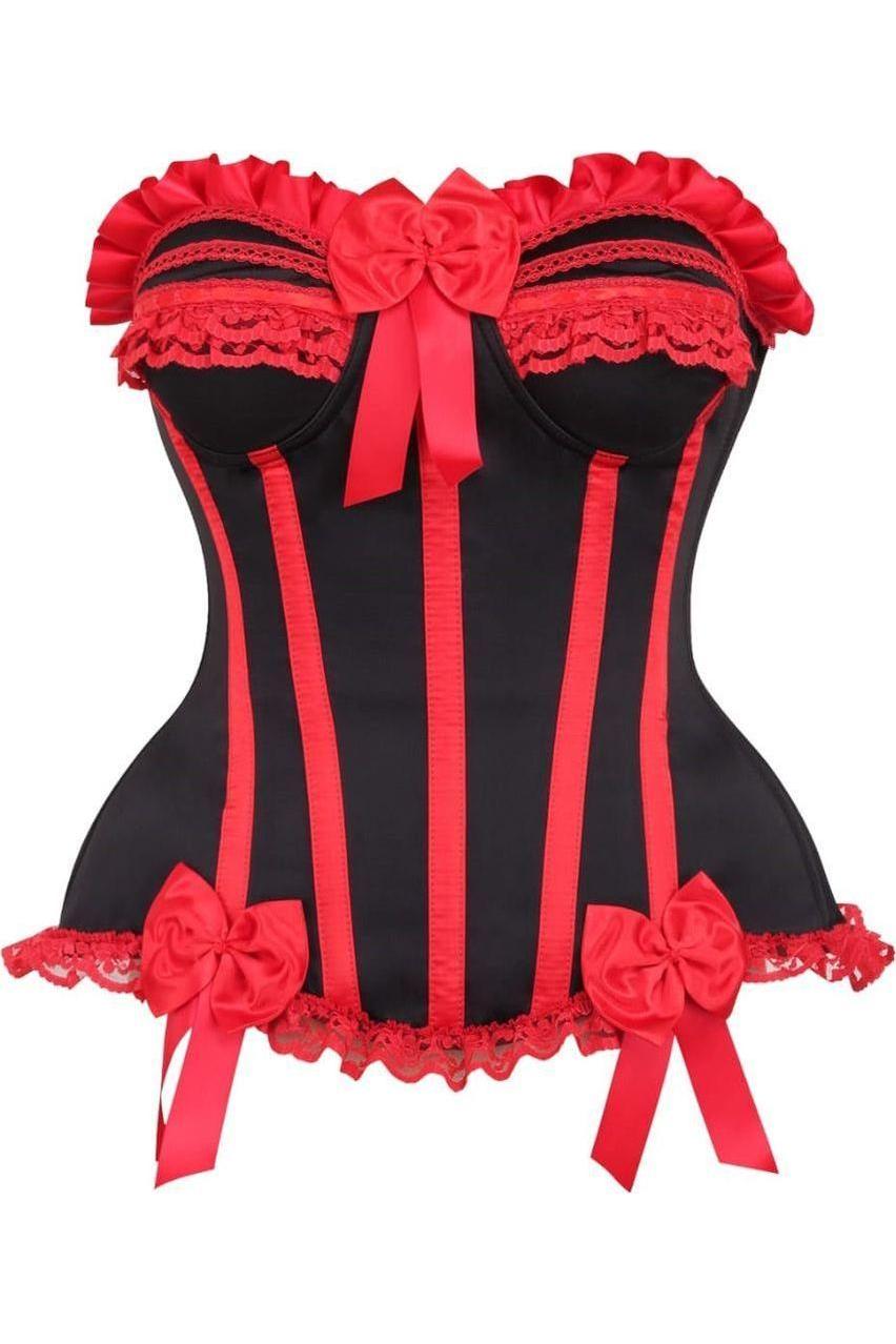 Top Drawer Black/Red Steel Boned Burlesque Corset.