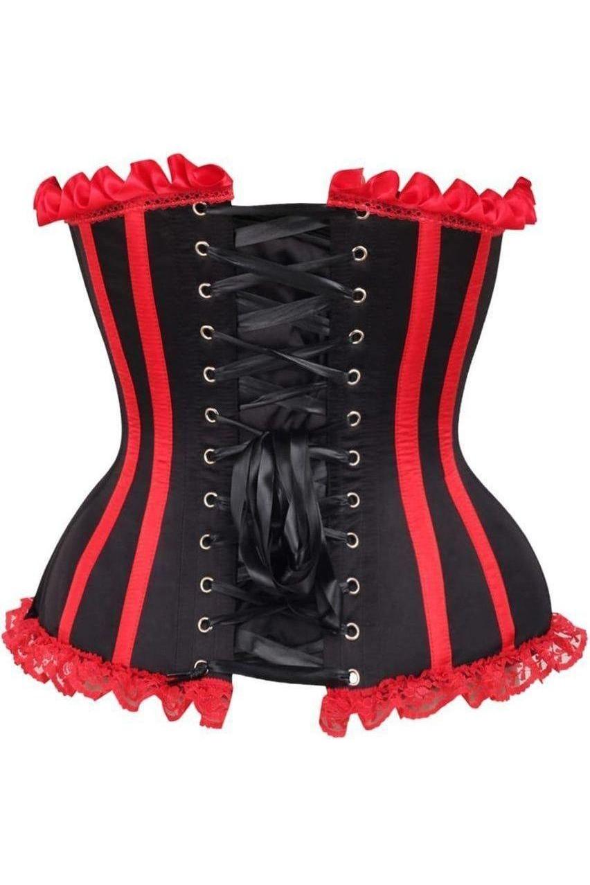 Top Drawer Black/Red Steel Boned Burlesque Corset.