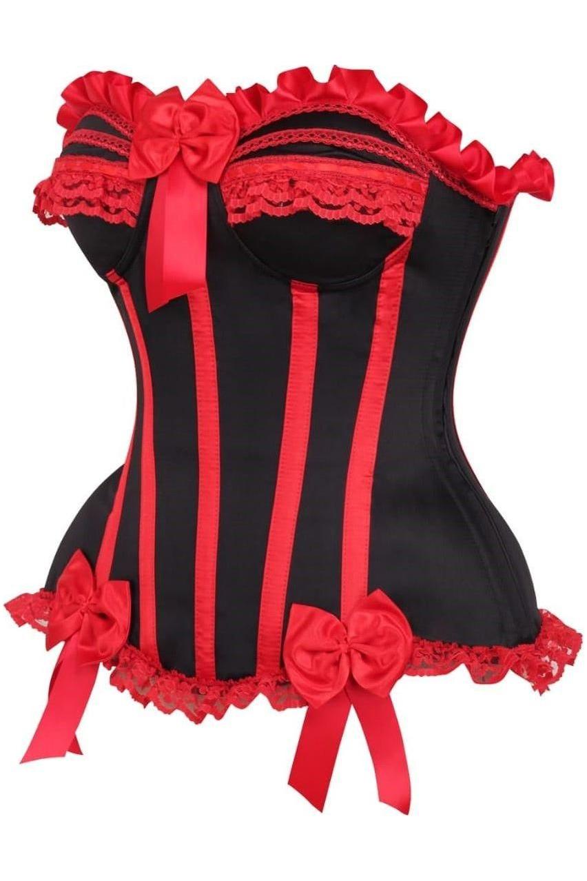Top Drawer Black/Red Steel Boned Burlesque Corset.