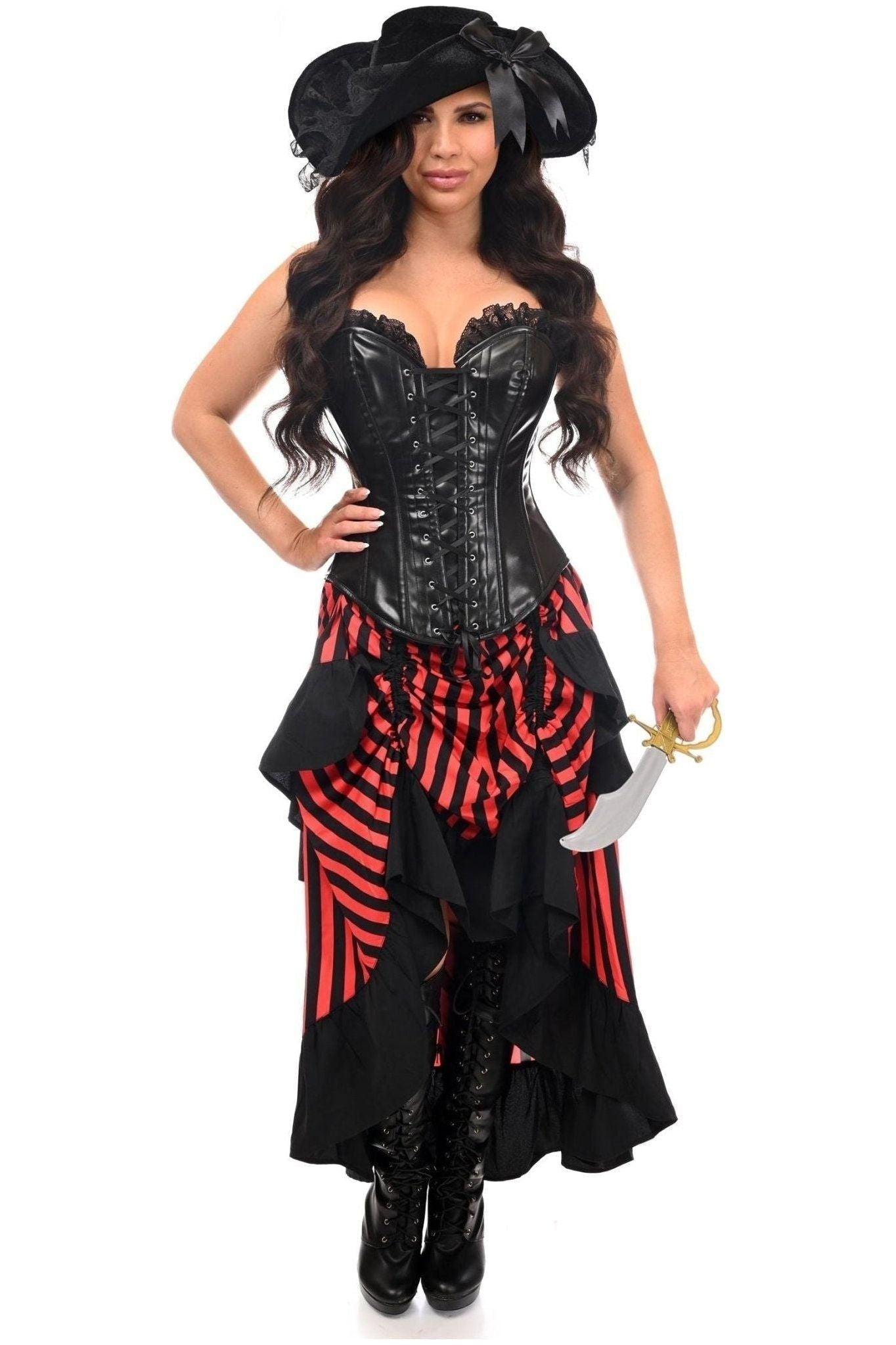 Top Drawer Black/Red Striped Premium Corset Costume.