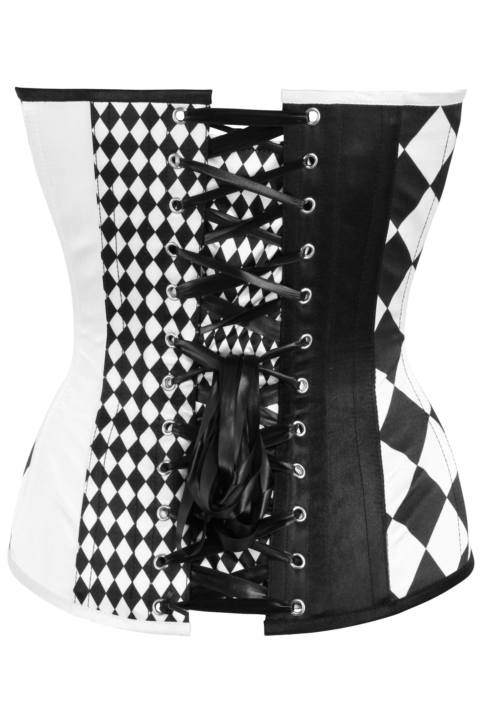 Top Drawer Black/White Print Steel Boned Corset.