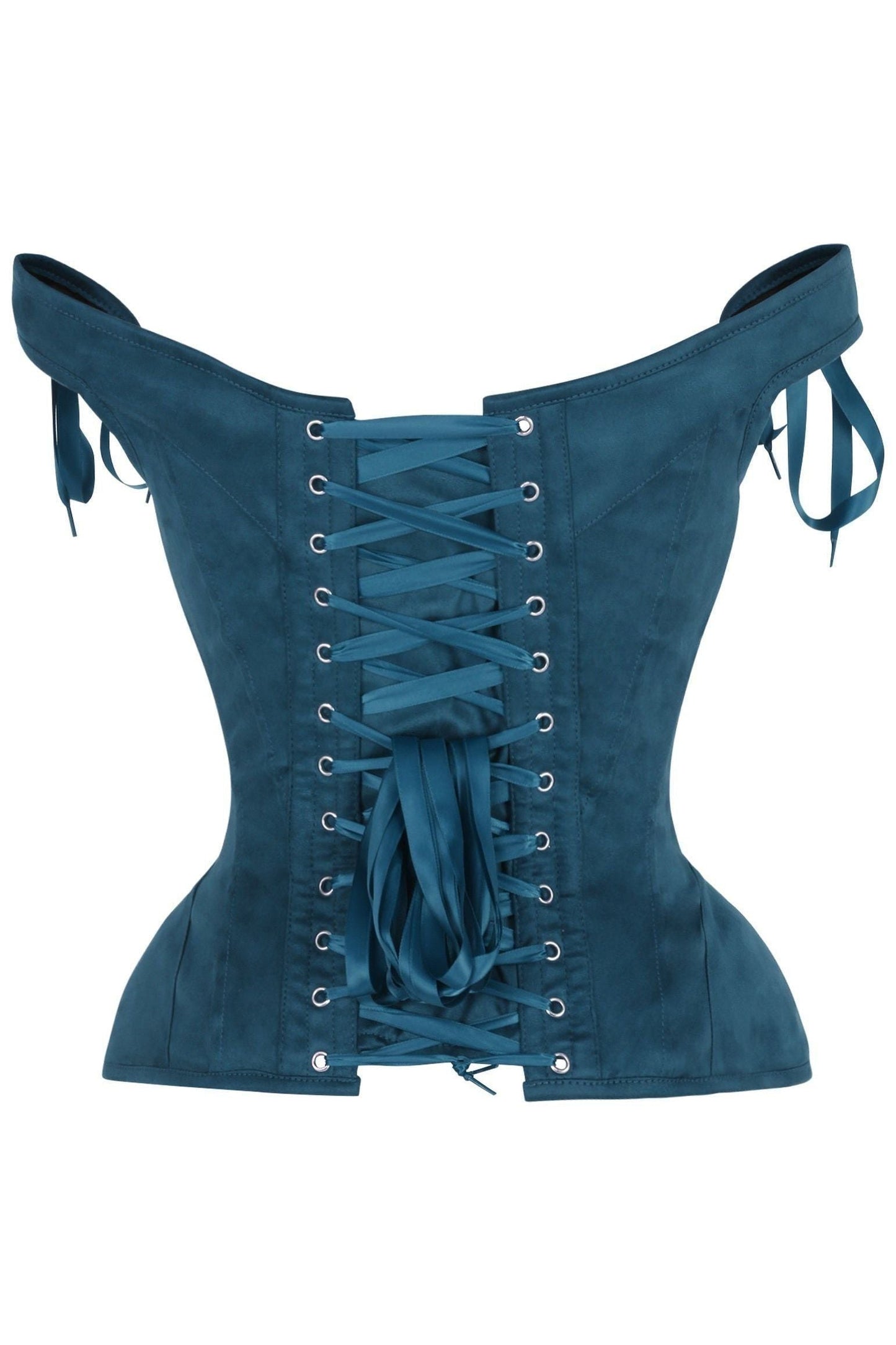 Top Drawer Blue Suede Steel Boned Corset w/Straps