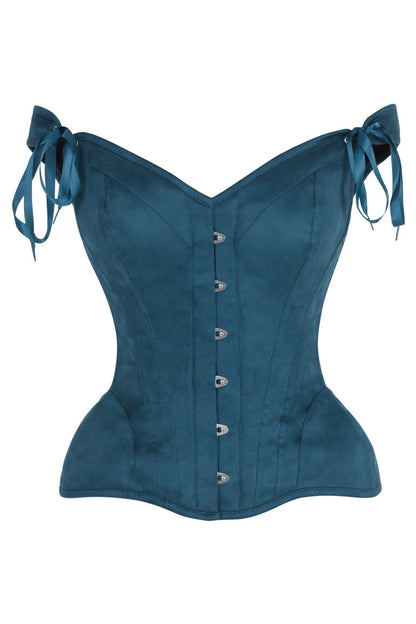 Top Drawer Blue Suede Steel Boned Corset w/Straps