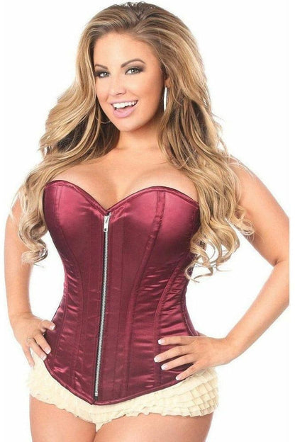 Top Drawer Burgundy Satin Steel Boned Corset