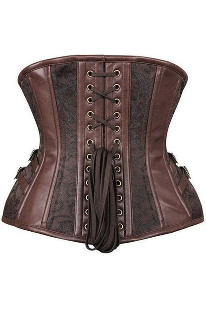 Top Drawer Brown Brocade Steampunk Steel Boned Underbust Corset