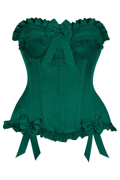 Top Drawer Dark Green Satin Steel Boned Burlesque Corset.