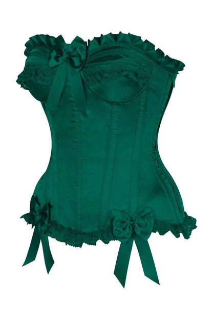 Top Drawer Dark Green Satin Steel Boned Burlesque Corset.