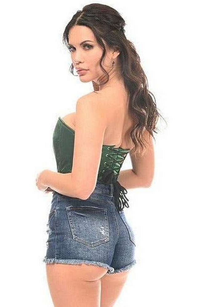 Top Drawer Dark Green Satin Steel Boned Corset