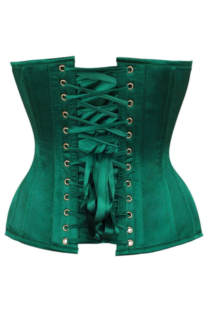 Top Drawer Dark Green Satin Steel Boned Overbust Corset.