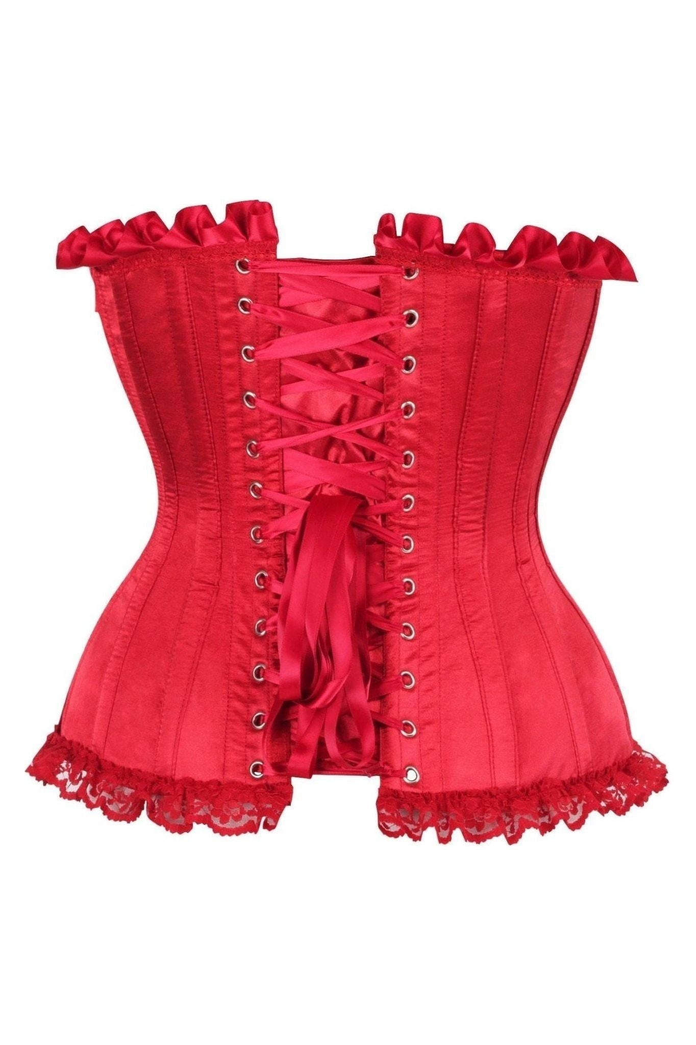 Top Drawer Dark Red Satin Steel Boned Burlesque Corset.