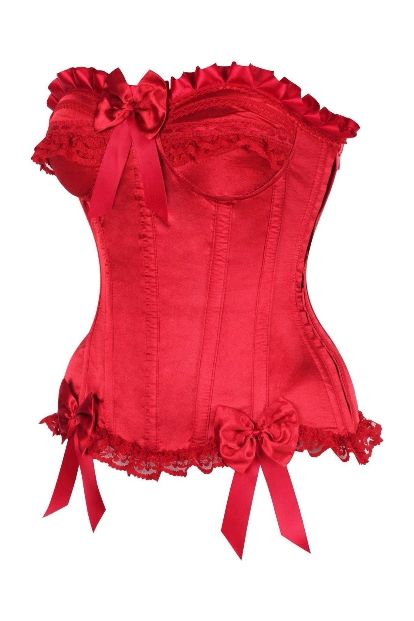 Top Drawer Dark Red Satin Steel Boned Burlesque Corset.