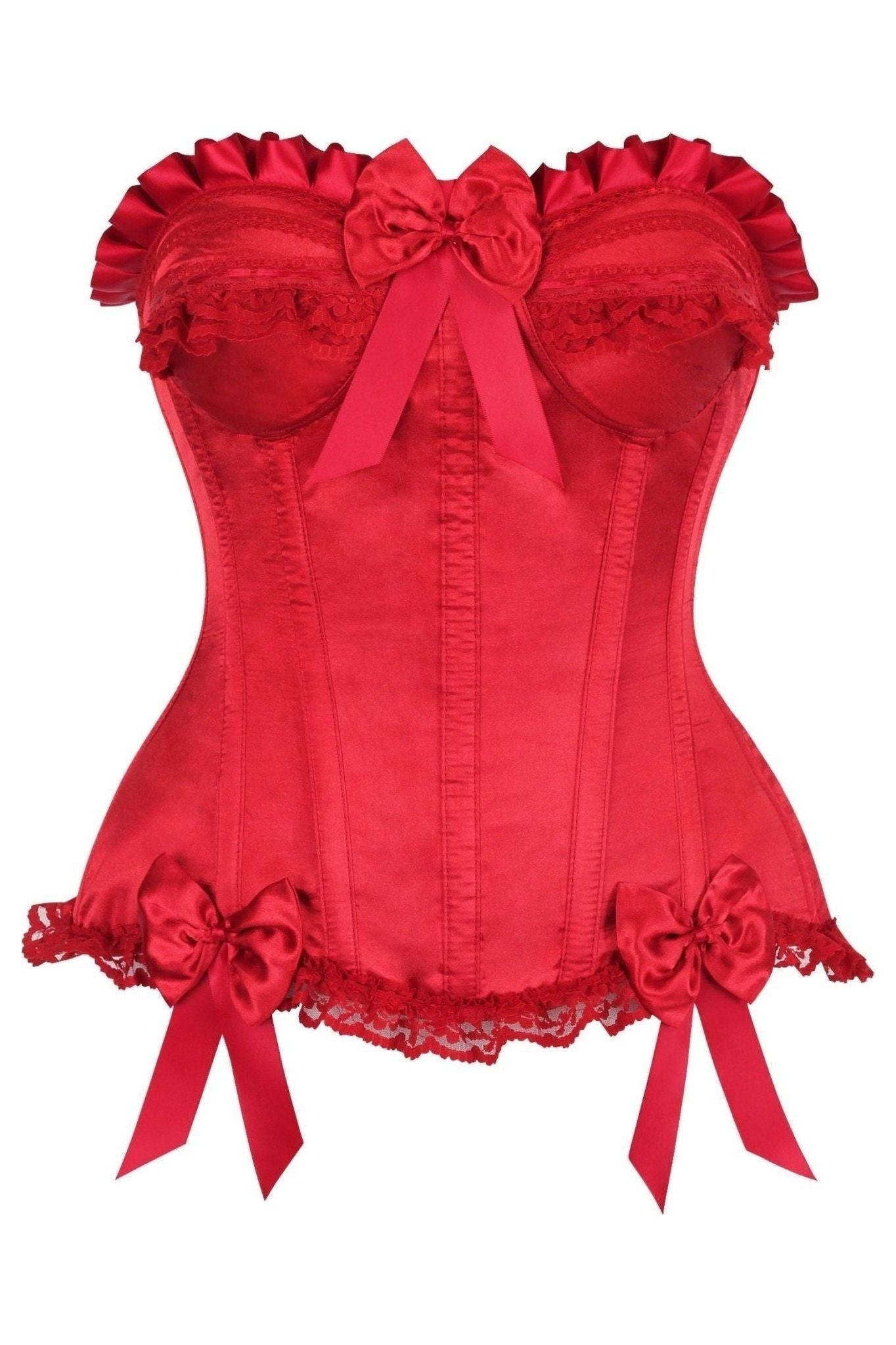 Top Drawer Dark Red Satin Steel Boned Burlesque Corset.