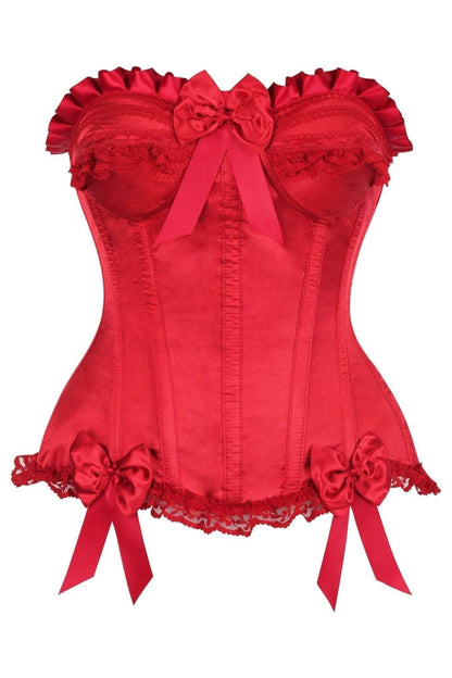 Top Drawer Dark Red Satin Steel Boned Burlesque Corset.