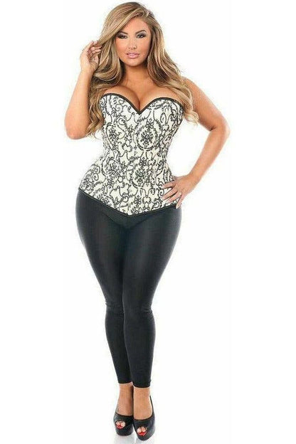 Top Drawer Elegant Ivory Embroidered Steel Boned Corset