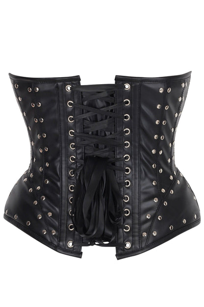 Top Drawer Faux Leather w/Rivets Steel Boned Underwire Bustier Corset Top
