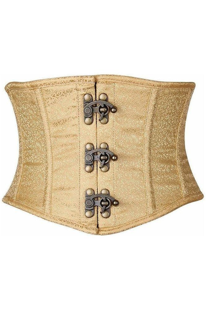 Top Drawer Gold Brocade Steel Boned Mini Cincher w/Clasps