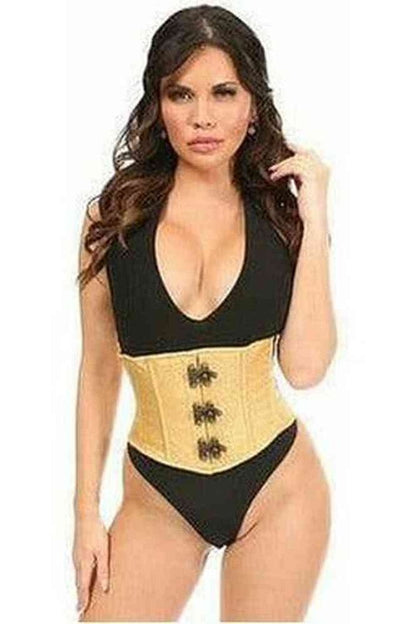 Top Drawer Gold Brocade Steel Boned Mini Cincher w/Clasps