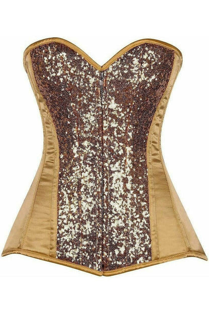 Top Drawer Gold Sequin Steel Boned Corset