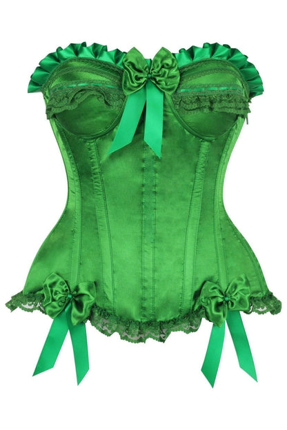 Top Drawer Green Satin Steel Boned Burlesque Corset.