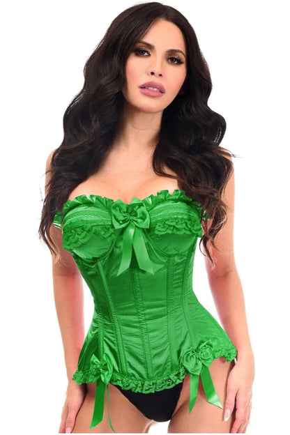Top Drawer Green Satin Steel Boned Burlesque Corset.