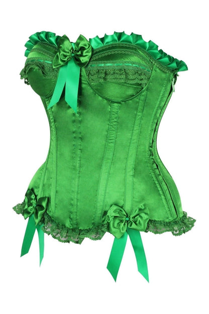 Top Drawer Green Satin Steel Boned Burlesque Corset.