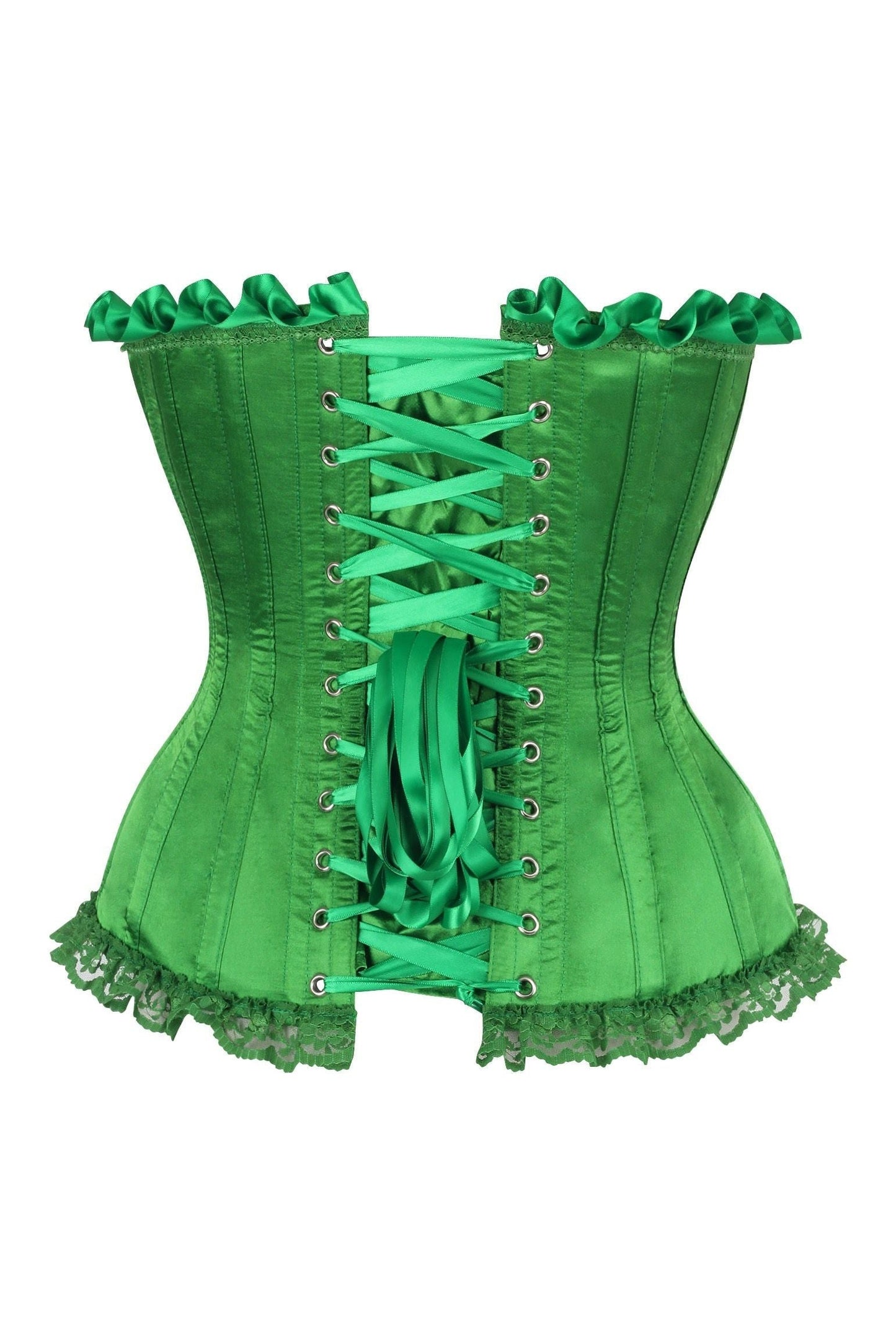 Top Drawer Green Satin Steel Boned Burlesque Corset.
