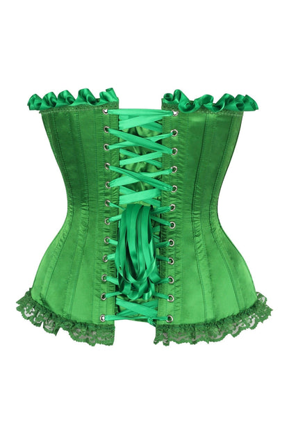 Top Drawer Green Satin Steel Boned Burlesque Corset.