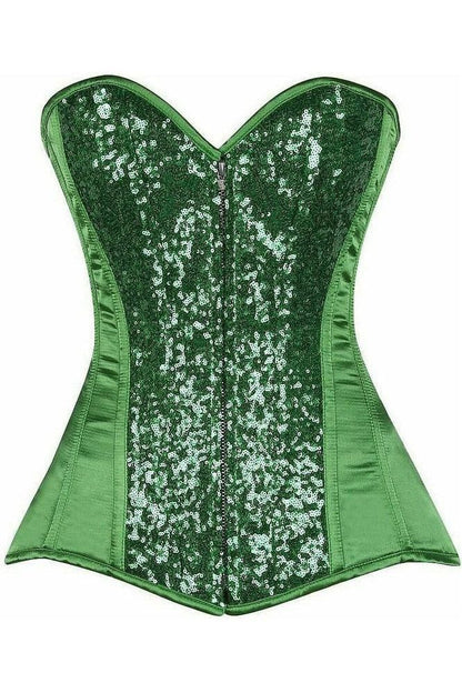 Top Drawer Green Sequin Steel Boned Corset