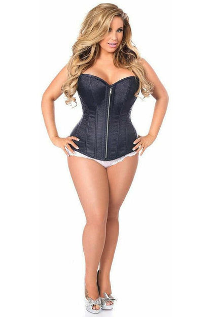 Top Drawer Navy Blue Brocade Steel Boned Corset
