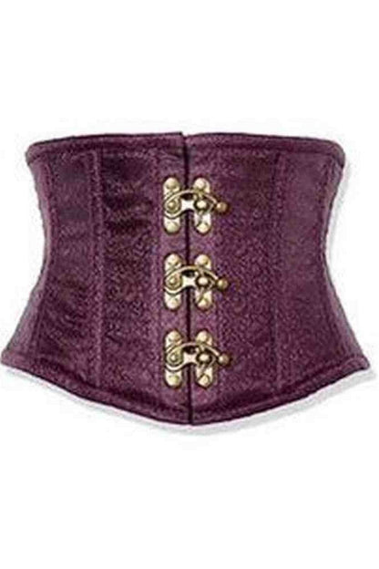 Top Drawer Plum Brocade Steel Boned Mini Cincher w/Clasps