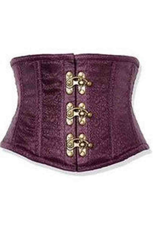 Top Drawer Plum Brocade Steel Boned Mini Cincher w/Clasps