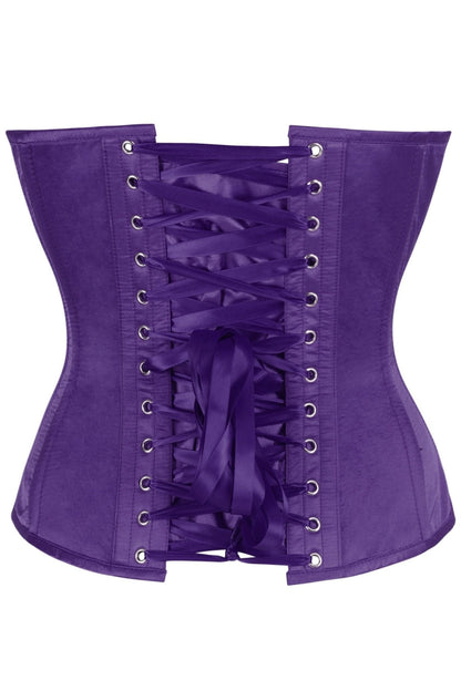 Top Drawer Plum Satin Steel Boned Overbust Corset w/Side Zipper