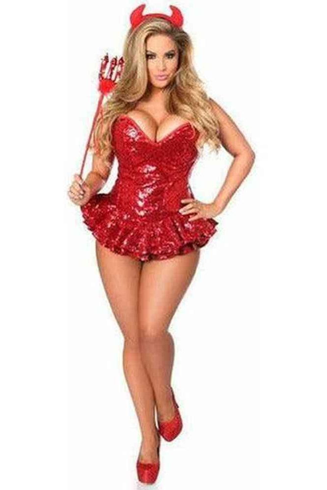 Top Drawer Premium Sequin Devil Corset Dress Costume