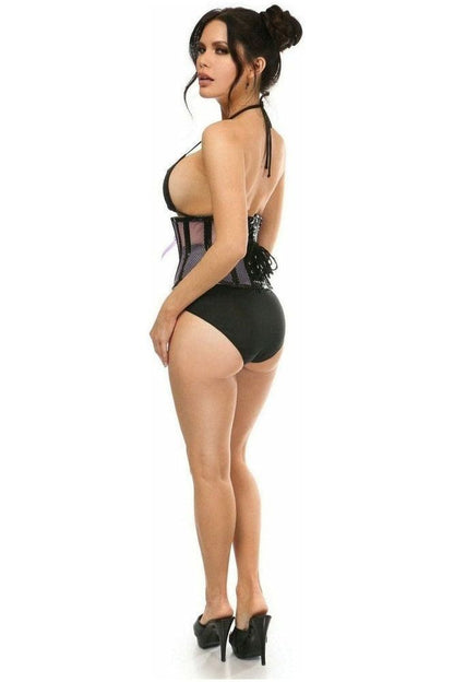 Top Drawer Purple Patent & Fishnet Underbust Corset