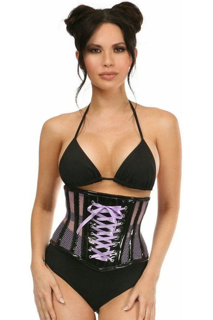Top Drawer Purple Patent & Fishnet Underbust Corset