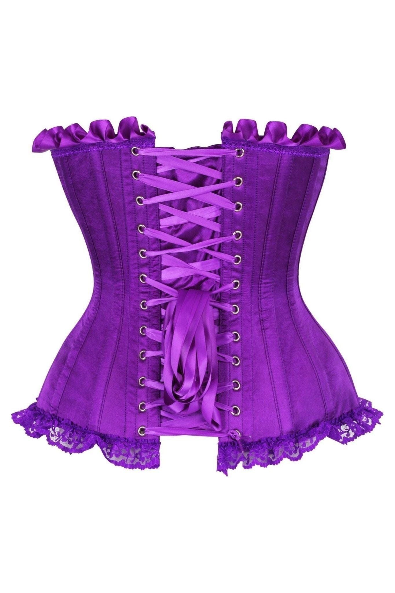Top Drawer Purple Satin Steel Boned Burlesque Corset.