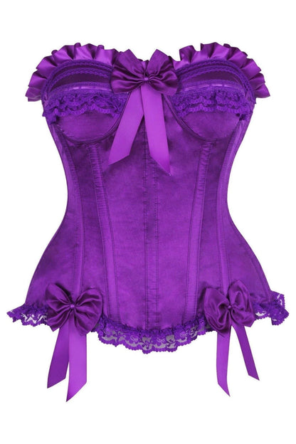 Top Drawer Purple Satin Steel Boned Burlesque Corset.