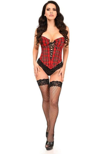 Top Drawer Red Plaid Steel Boned Lace-Up Bustier