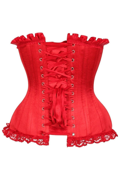 Top Drawer Red Satin Steel Boned Burlesque Corset.