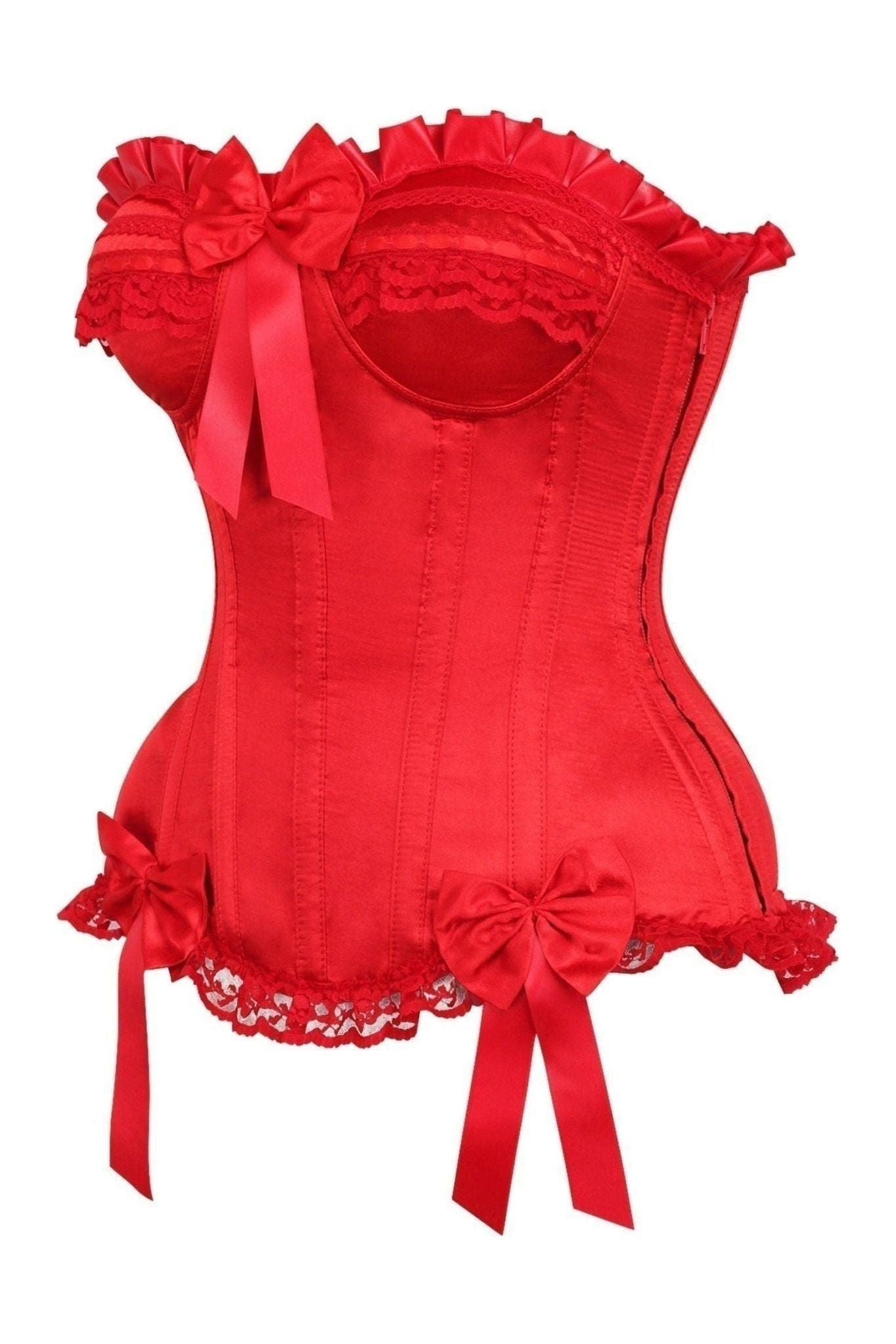 Top Drawer Red Satin Steel Boned Burlesque Corset.