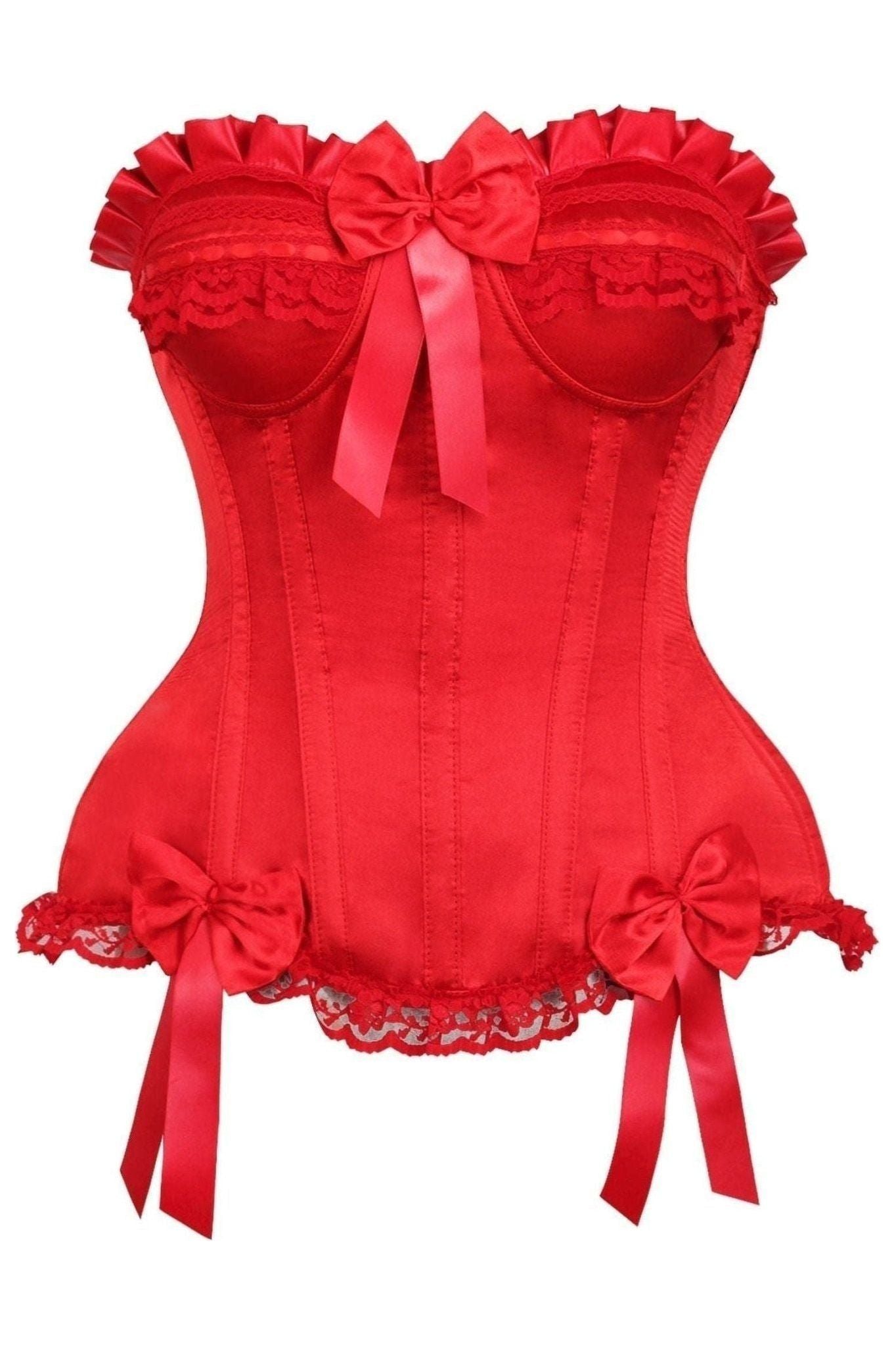 Top Drawer Red Satin Steel Boned Burlesque Corset.