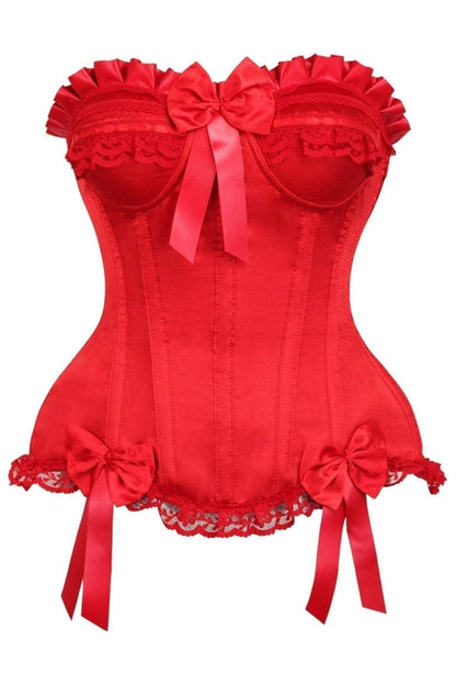 Top Drawer Red Satin Steel Boned Burlesque Corset.