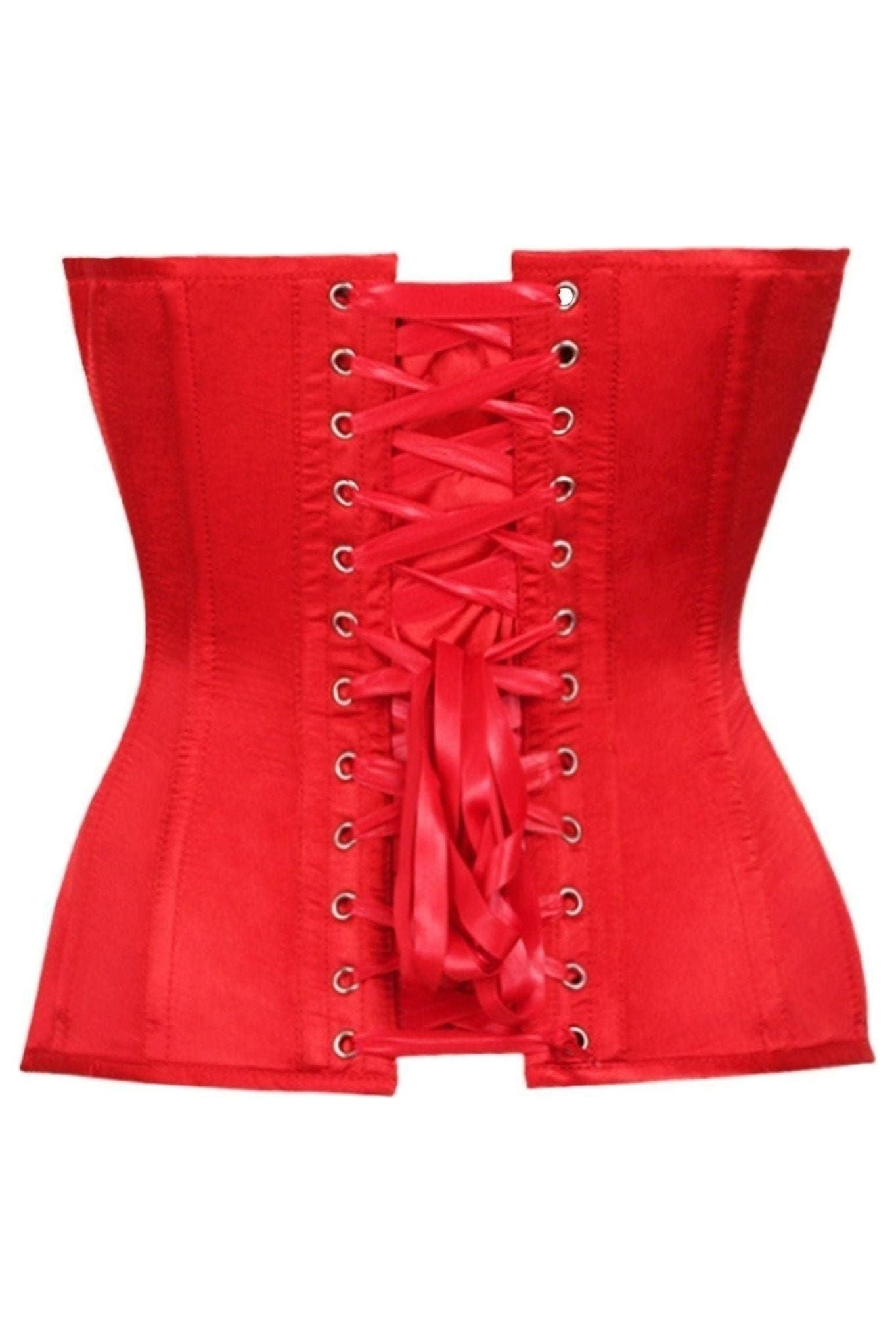 Top Drawer Red Satin Steel Boned Overbust Corset.