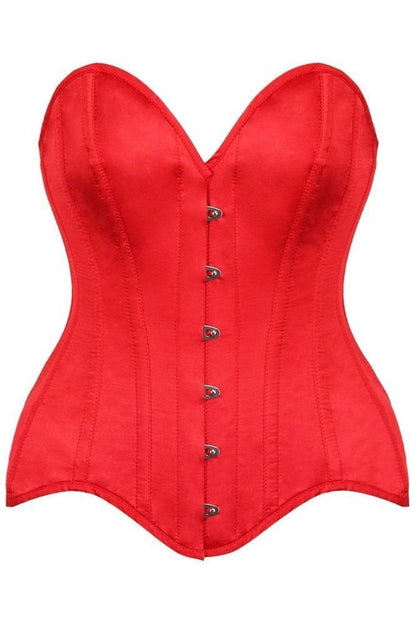Top Drawer Red Satin Steel Boned Overbust Corset