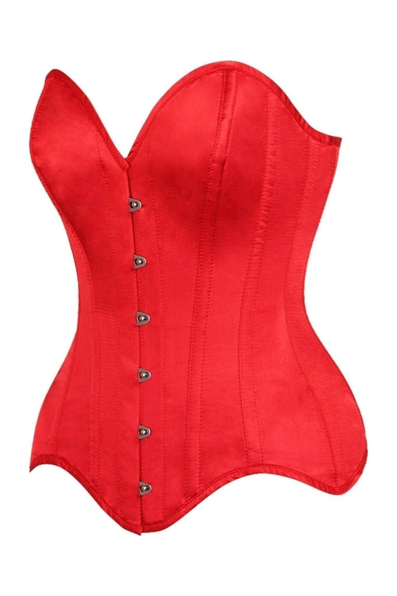 Top Drawer Red Satin Steel Boned Overbust Corset.