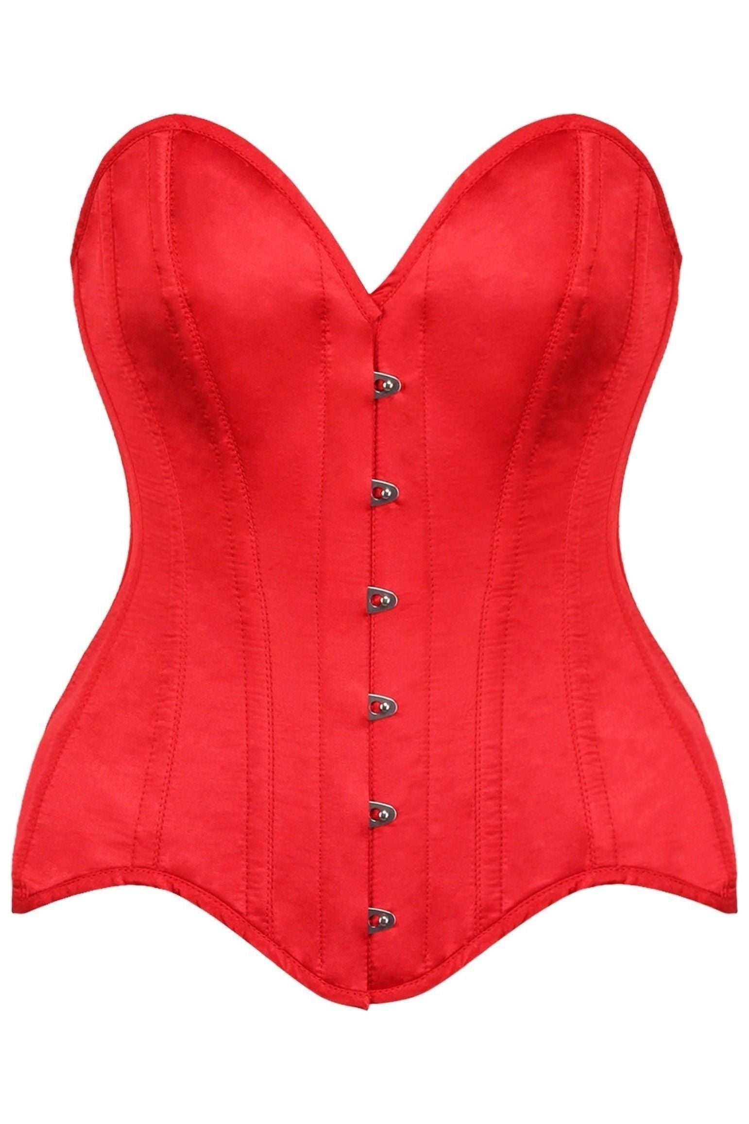 Top Drawer Red Satin Steel Boned Overbust Corset.