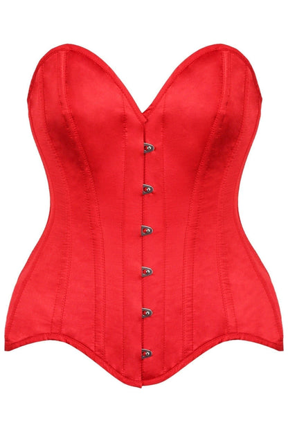 Top Drawer Red Satin Steel Boned Overbust Corset.
