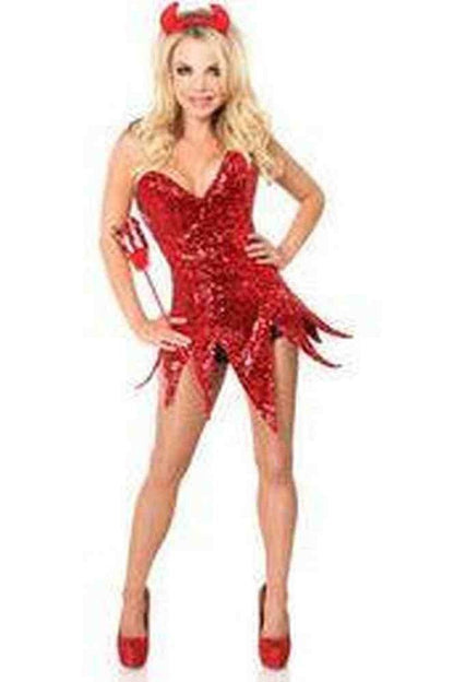 Top Drawer Red Sequin Devil Corset Dress Costume